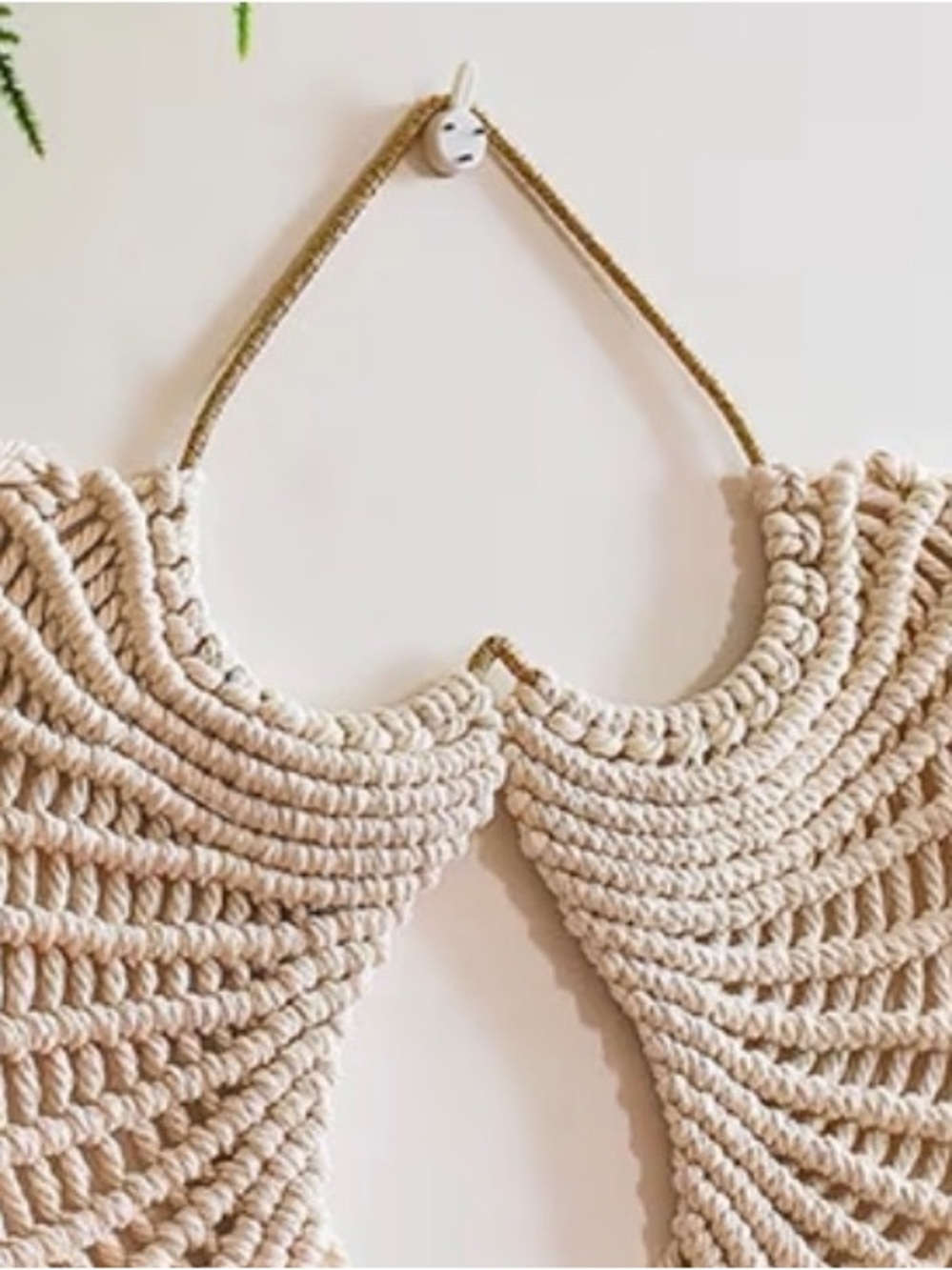 Handmade Macramé Angel Wing Tapestry with Long Tassels Wall Hanging - Picture 9 of 10